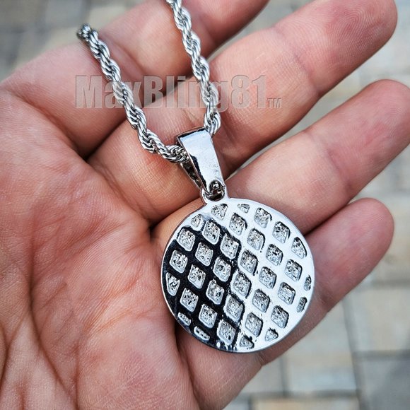 Iced Ying Yang Pendant & 4mm 24" Rope Chain Bling Hip Hop Gold Silver Necklace - Picture 6 of 6